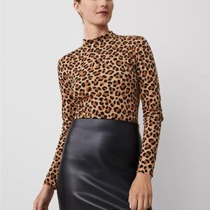 NWT Leopard Mock Neck Long Sleeve Top